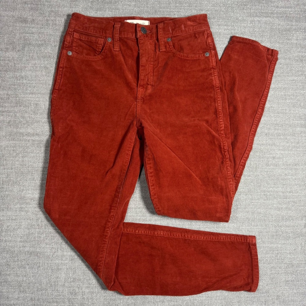 Madewell‎ 10" High Rise Skinny Corduroy Pants Rust Red Size 25